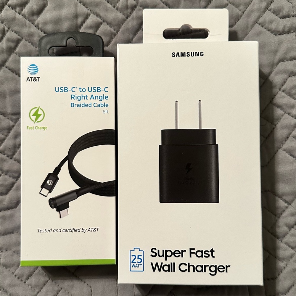 Samsung Super Fast 25W Charging Block & 6 Foot Type C to Type C Charging Cable